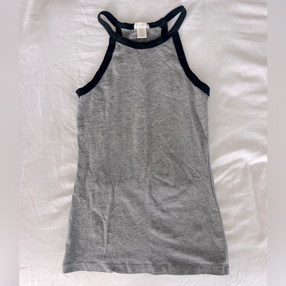 Grey and Black High Neck Long Tank Top Bozzolo